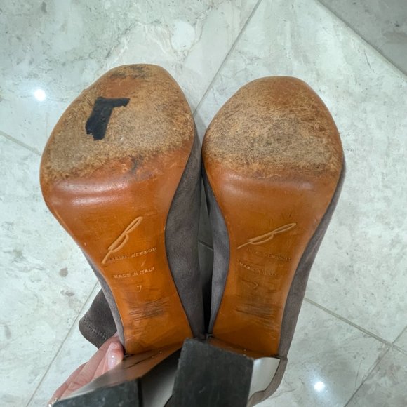 BRIAN ATWOOD {7} Booties Grey Metal Suede(?) Rear Zipper - Picture 14 of 14